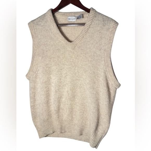 Michael Jordan cream sweater vest 100% pure new Wool Size Large VTG Y2K - Picture 1 of 13